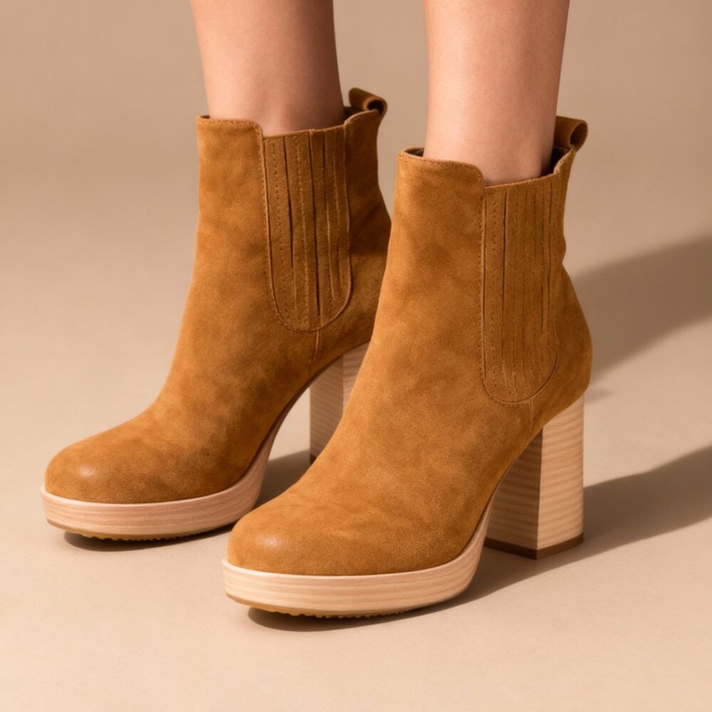 Kelsi Dagger Brooklyn Racer Chelsea Boots Women's 11 Cognac Suede